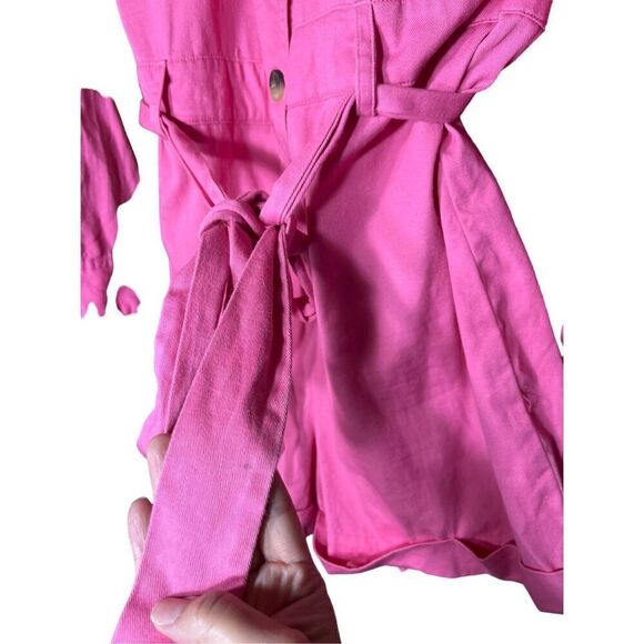 Express X Rocky Barnes Women’s M Pink Long-Sleeve Button Romper Size Medium - Picture 5 of 8